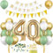 Deko 40. Geburtstag Salbeigrüne, Luftballons 40 Geburtstag Deko Set Grün Weiß Gold, Ballon 40 mit Banner Tortendeko, Happy Birthday Girlande, für Frau Männer 40 Jahre Geburtstagsdeko