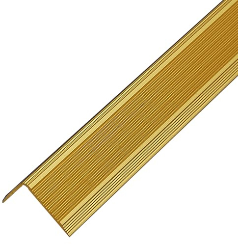 PRIOstahl Perfil de borde de escalera, perfil angular, listón autoadhesivo, 1 unidad, color: dorado, acabado: 20 x 30 x 2 mm, longitud: 900 mm, protección estriada de aluminio para escaleras