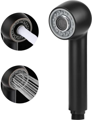 Duschkopf Wassersparend mit 2 Strahlarten-Strahl und Brause, Brausekopf Küchenarmatur, Geschirrbrause Ersatzkopf Wasserhahn Küche für Geschirr spülen in der Küche, Baden im Badezimmer (Schwarz)
