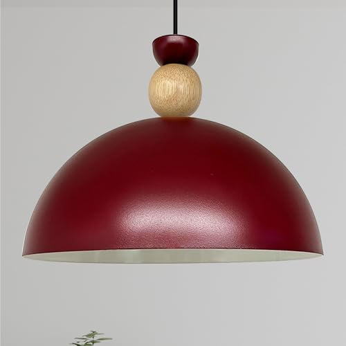 bamyum Yimpi Küchenlampe Hängend Vintage Ø30 cm, Lampenschirm Hängelampe Esstisch Küche, Pendelleuchte Wohnzimmer, Burgenderrot