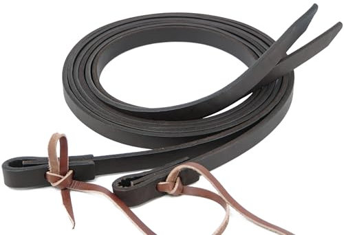 Jeereal Spaltzügel aus Leder, schweres Ölgewicht, eingebrochen, geschmeidige Ranch-Zügel für Western Horse ProTack, 1,6 cm x 2,1 m (Olied-Black Coffee)