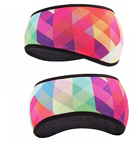 Healeved Buntes Stretch Stirnband mit Rhombus Muster Elastischer Ohrenschutz Atmungsaktiv und Warm Sportliches Schweißband für Damen und Herren für Radfahren Laufen und Skifahren im Winter