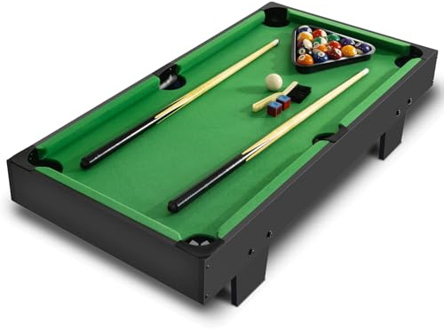 36 inch Mini Pool Table, Portable Pool Arcade Game Table for Living Room, Equipped with Cue Sticks, Chalk, Brush and Tripod, Perfect for Home Entertainment
