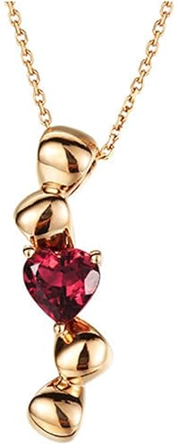 Epinki Halskette für Damen 14K 585 Rosegold, Klassiker Anhänger Damenkette mit Labor Erstellt Rubin Herzschliff Rot, Au585 Rose Gold Kette Frauen Echte Goldschmuck