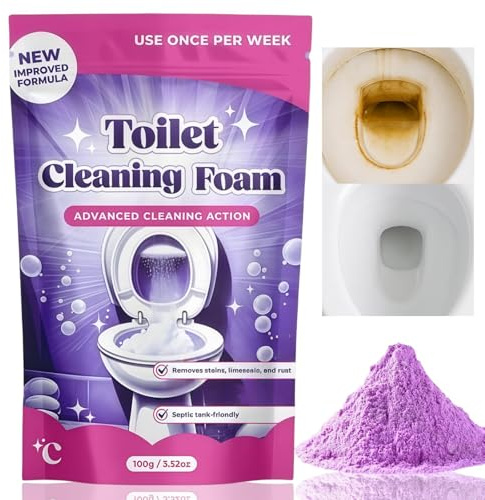Toilet Cleaner,Toilet Cleaning Foam,Toilet Cleaning Foaming Powder,Toilet Bowl Cleaner,Toilet Cleaner for Hard Stains,Limescale Remover Powder,Touch Free Fizzy Foam Toilet Cleaner
