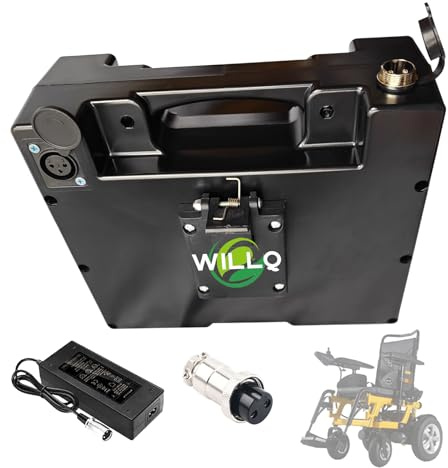 WILLQ 24V 7AH 12AH 20AH 26AH Lithium Battery Pack 24 Volts Replacement Electric Wheelchair Battery with Buckle and GX20 Plug for 0-650W Motor,24V12Ah