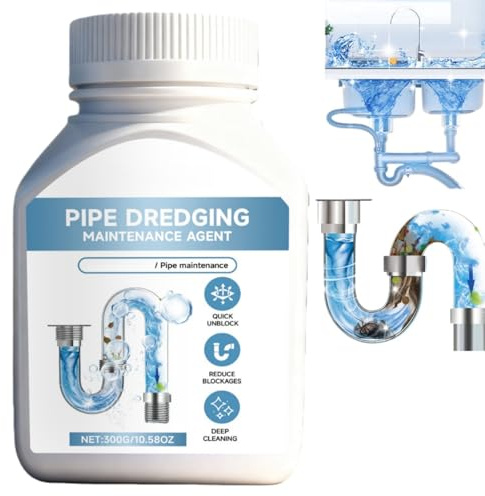 300G Drain Unblocker Sink and Drain Cleaner,Toilet Unblocker Heavy Duty,Kitchen Sink plughole U/nblocker,Toilet Cleaning Foam Powder,All-Purpose Pipe Opener,Ideal for To/ilet, Shower, and Kitchen