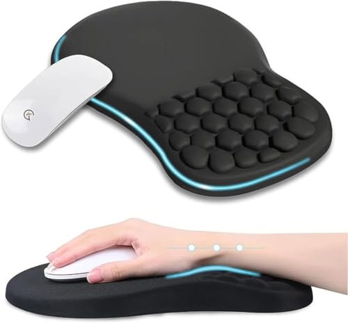AILRINNI Tapis de Souris Ergonomique, Accessoire Bureau - Tapis de Souris pour Poignets avec Design de Massage, Tapis Souris XXL Gaming avec Base Antidérapante, Mouse Pad Confort, Noir