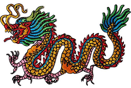 Iron On Embroidered Chinese Dragon Patch/Sew On Badge for T Shirts Bags Crafts