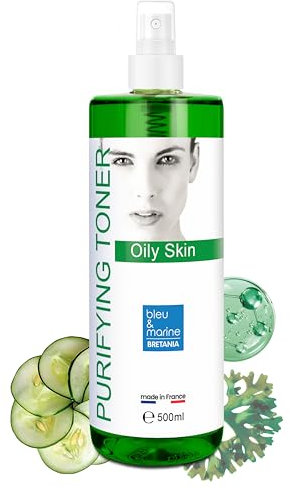 bleumarine Bretania - Grüner Tee Gesichts-Tonic | Unisex Hautpflege | Hydratisierend & Reinigend | Kontrolle für fettige Haut und Akne | Ideal für tägliche Anwendung, Grün, 500 ml 1er Pack