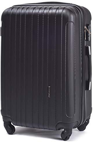 W WINGS Geräumiger Kabinentrolley - Leichter Flugzeugkoffer - Luxuriöser und moderner Koffer mit zweistufigen Teleskopgriff und Kombinationsschloss (Schwarz, M 64x43x27)