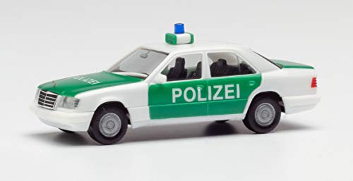 herpa 94122 – Polizei Fahrzeug Oldtimer, Mercedes Benz E-Klasse, Modell Polizeiauto, Cars, Miniaturmodelle, Sammeln, Sammlerstück, Kunststoff - Maßstab 1:87
