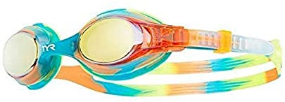 TYR Kids' Swimple Goggles - Colorful Swim Goggles for Beginners, Gold/Turquoise/Orange
