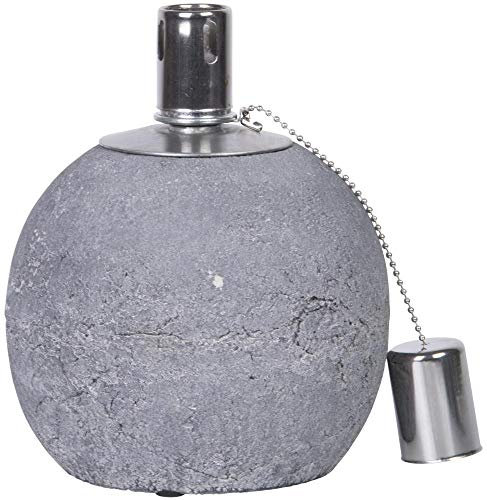 2 Stück Rivanto® Öllampe aus Beton, Größe S, Ø 13,7 x 17 cm, mit Docht-Abdeckung, Öl-Licht, Gartentisch-Deko, Gartenlicht
