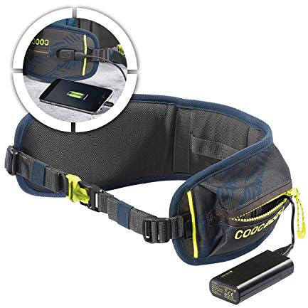 Coocazoo Hüftgurt „TecCheck Blue“, blau, integrierter Power Pack, USB-Ladeport, 4000 mAh, inklusive Micro-USB-Ladekabel, ergonomischer Sitz, ab der 5. Klasse