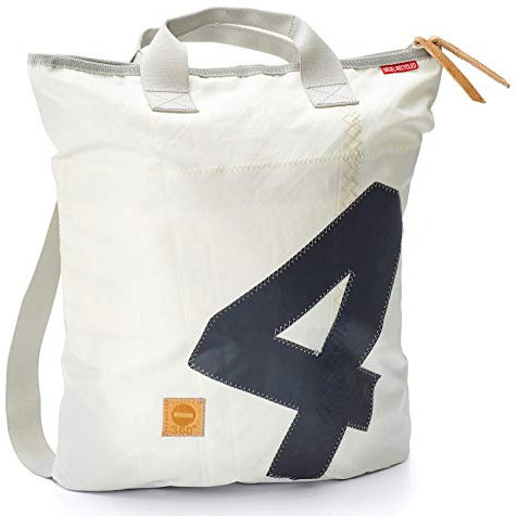 Rucksack Tasche, recyceltes Segeltuch, Weiß/Grau