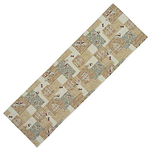 StiVoTex Tischläufer 40x130 cm Gobelin Läufer Landhaus Gobelindecke Enten Küchendecke Beige, Polyester-Baumwolle-Mischung, Landhausmotiv, Beige, Hellbraun, Offwhite, Weinrot