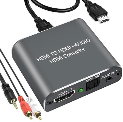Estrattore audio HDMI 4K, Hdiwousp HDMI a HDMI audio ottico stereo da 3,5 mm, convertitore audio HDMI con cavo HDMI a Toslink SPDIF AUX supporto HDCP1.4 3D per PS4/Roku/Bul-Ray