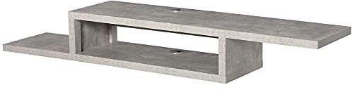 HOMCOM TV Lowboard Hängeboard Hängend Multimedia Wandregal TV Rack Multimedia Konsole für Wohnzimmer Schlafzimmer Spanplatte Zementgrau 152,4 x 29,8 x 21 cm