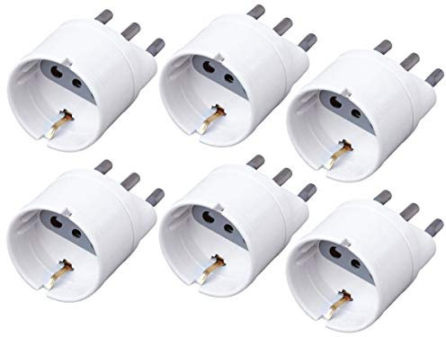 6 Pezzi Adattatore Schuko, Adattatore Spina Elettrica, Max 1500W 250V (Spina Grossa 16A, Bianco)
