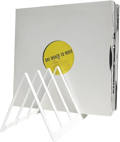 etterr Display Stand, Shelf and Storage for 50 Vinyl Discs (White)