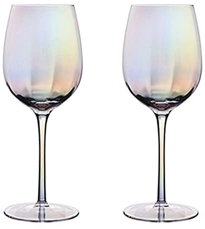 JKSM Verres Aperitif, Transparent Multicolor Cristal Arc-en-ciel Verre Vin Rouge, Flute Champagne Tumbler, Verre Gin Tonic, Service Verres Pieds pour Maison, Restaurants et Fêtes (Verre à Vin Rouge)