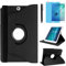 Funda para Samsung Galaxy Tab A 9.7 Inch 2015 Casos SM-P550 P555 SM-T550 T555,360 Rotación Soporte Protección Cubrir,Estuche de Tableta,Tener bolígrafo,Película Protectora (Black)