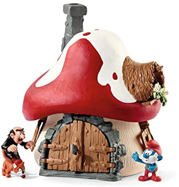 SCHLEICH 20803 Schlumpf Haus Mit 2 Figuren, Für Kinder Ab 3+ Jahren, The Smurfs - Pre School Smurfs Figurines