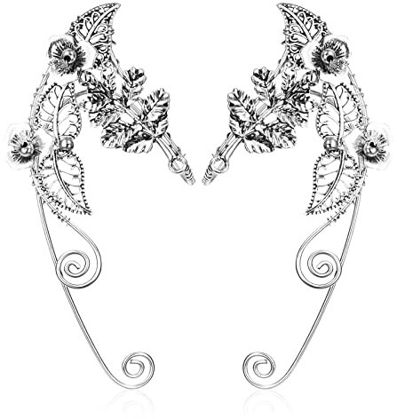 JeweBella Elfen Ohrringe für Damen Elfenohren Manschetten Silber Ohrclips Ohne Ohrlöcher Schmuck Geschenk