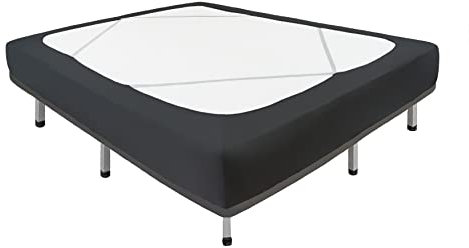 Biscaynebay Dekorative Boxspring-Abdeckung, Queen-Size-Größe, schwarz, luxuriöses Jersey, gestrickt, dehnbar, um 4 Seiten, Bettrock für Zuhause/Hotels, einfache Passform, knitterfrei,