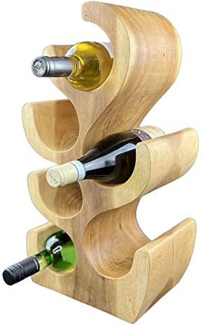 FaHome Casier à vin debout en bois massif (50/70/100 x 27 x 18 cm) - Porte-bouteille en bois massif (6 bouteilles - 50 x 27 x 18 cm)