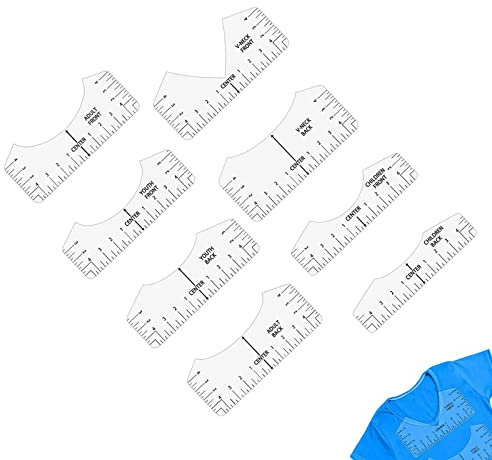 8 Stücke T-Shirt Lineal Guide,T-Shirt Ausrichtungslineal,PVC T-Shirt Ausrichtung Werkzeuge,Shirt Alignment Tool für Erwachsene Jugend Kinder