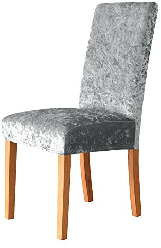 Morbuy Einfarbig Stuhlhussen Set Stretch Stuhlbezug für Esszimmerstühle, Leuchtende Samt Waschbarer Stuhlhussen Schwingstühle Stuhlüberzug für Haus Hotel Hochzeit Partys (4er Set,Grau)