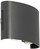 Qazqa led Modern außen Up and Down Wandleuchte, Außenlampe, Wandlampe für den Garten - Silly - Dunkelgrau, inkl. 4.8W integrierter LED, 12cm, IP54, Oval, 4-flammig