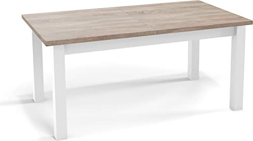 WFL GROUP Moderner Rechteckiger Ausziehbarer Esstisch - Platzsparend - Weiße Holzbeine - 160 bis 240 cm - Hergestellt in EU - 160 x 90 cm - Sonoma Eiche