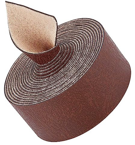 GORGECRAFT 25mm Breite Braune Büffellederstreifen Mit Künstlicher Narbung 79 Lange PU-Leder-Gürtelriemen 1.2mm Dickes Einseitiges Flaches Lederband Rolle Aus Mattem Kunstleder Zum Basteln Schnüren