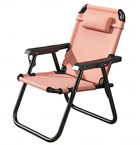 VIDECOR Bequemer Campingstuhl Faltbarer Klappstuhl bis 150kg belastbar Leichter Angelstuhl mit hoher Rückenlehne für Outdoor, Garten, Festival,Pink-S