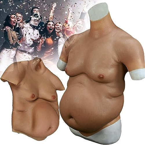 EXQST Silikon Bierbauch Anzug, Silikon künstliche Fake Bauch, realistische Fett Anzug Kostüm, Bauchmuskel Simulation Haut Silikon stärker männlich Shaper für Cosplay Halloween Crossdresser