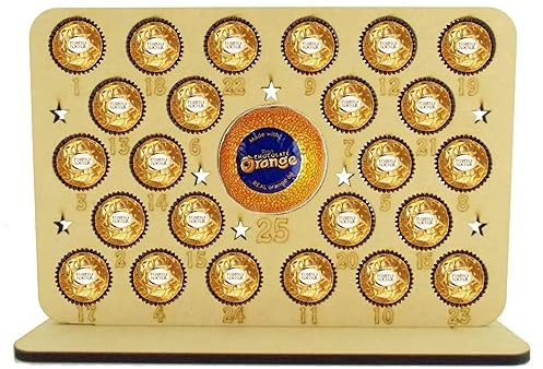 Weihnachtskalender Schokoladenhalter mit Sternen - Magischer Weihnachts-Countdown - Großer Ständer passend für Terry's Chocolate Orange, Ferrero Rocher - Wiederverwendbar (Pralinen nicht enthalten)