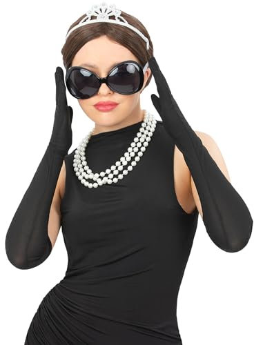 Smiffys Tiffany Diva Kit, Sonnenbrille, Tiara aus Kunststoff, Perlenkette und lange Handschuhe