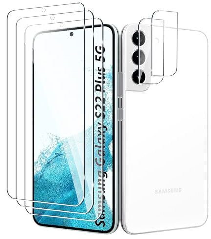 Fyqzio [3+2 Pièces Verre Trempé Pour Samsung Galaxy S22 PLUS 5G et Caméra Arrière Protecteur,Sans Bulles,9H Dureté,Anti-Rayures,HD Film Protection Ecran pour Samsung Galaxy S22 PLUS 5G