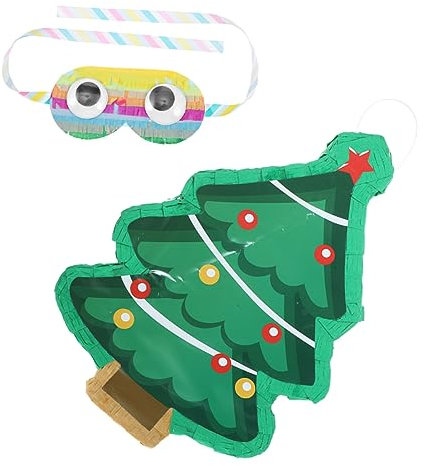 Amosfun Weihnachtsbaum-piñata aus Papier Traditionelle Party-deko für Weihnachtsfeiern Hängedeko mit Farbenfrohem Design als Blindes Spielzeug für Familienfeiern