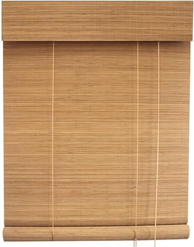 Rollos aus Bambus mit Volant, Verdunkelungsrollo für Fenster, thermisch isolierend, für Sonnenschutz, Bambus-Vorhang, personalisierbar (W140 x H180 cm)