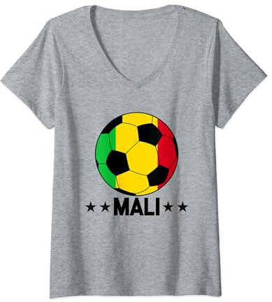 Mali Soccer Team Mali Flag Jersey Football T-Shirt mit V-Ausschnitt