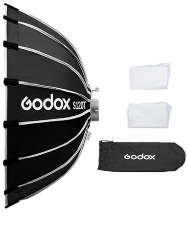 Godox S120T 120 cm/47,2 Zoll Schnellverschluss-Schirm-Softbox, abnehmbare Faltbare Softbox mit Standard-Bowen-Halterung und Diffusoren für Fotografie, Speedlite, Studio Flash, Monolight