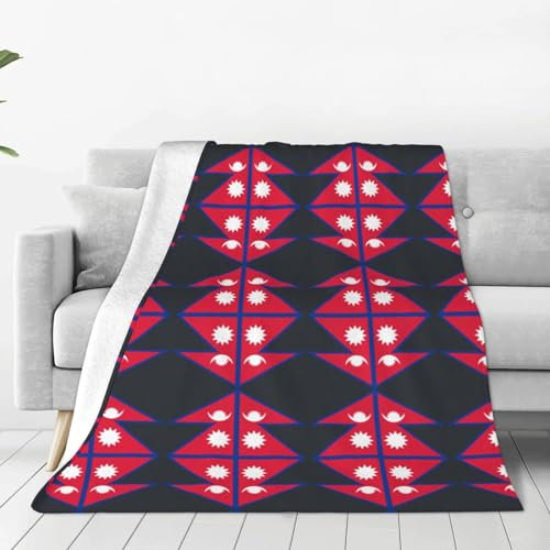 TRUKD Überwurfdecke – weiche, leichte Decke für alle Jahreszeiten, Flagge von Nepal, Überwurf für Couch, Bett, Sofa, 127 x 152 cm