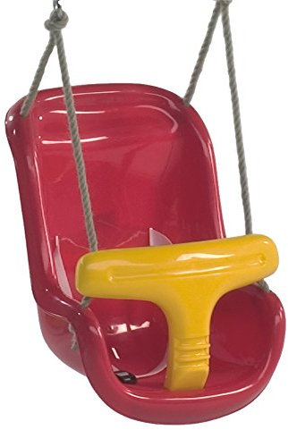 Wickey Babyschaukelsitz für den Außenbereich - Sicher und Komfortabel mit Sicherheitsgurten - rot/gelb Kleinkindschaukel Spielturm Zubehör