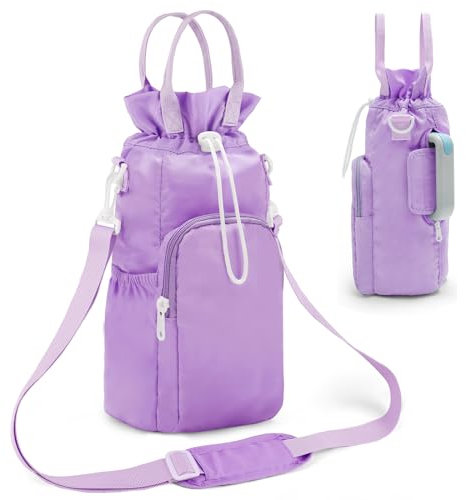 ECEEN Water Bottle Carrier with Strap, Sling Bag For Stanley 32/40 oz Tumbler With Handle, Insulated Sling Bag with Phone Pouch, Bottle Purse Accessories (purple)