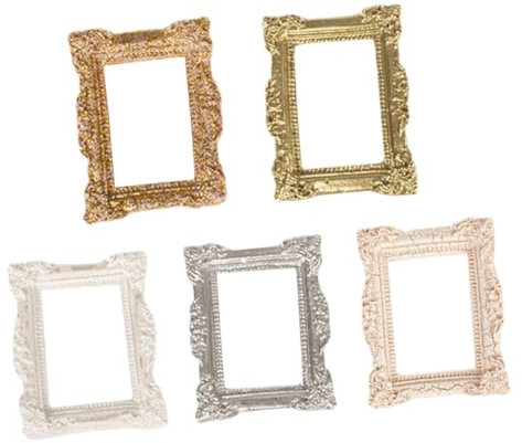 CORHAD 5 Stück Mini-Fotorahmen Mini-Antik- Puppenhaus-Bilderrahmen Mini-Displayrahmen Winziger Vintage-Bilderrahmen Wohnaccessoires Mini-Puppenhaus-Set Puppenhaus-Zubehör
