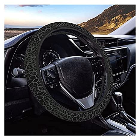 Auto Lenkradhülle Black Leopard Lenkradbezüge Rutsch Elastizität Autozubehör Lenkradschutz Universal 15 Zoll Lenkradabdeckung